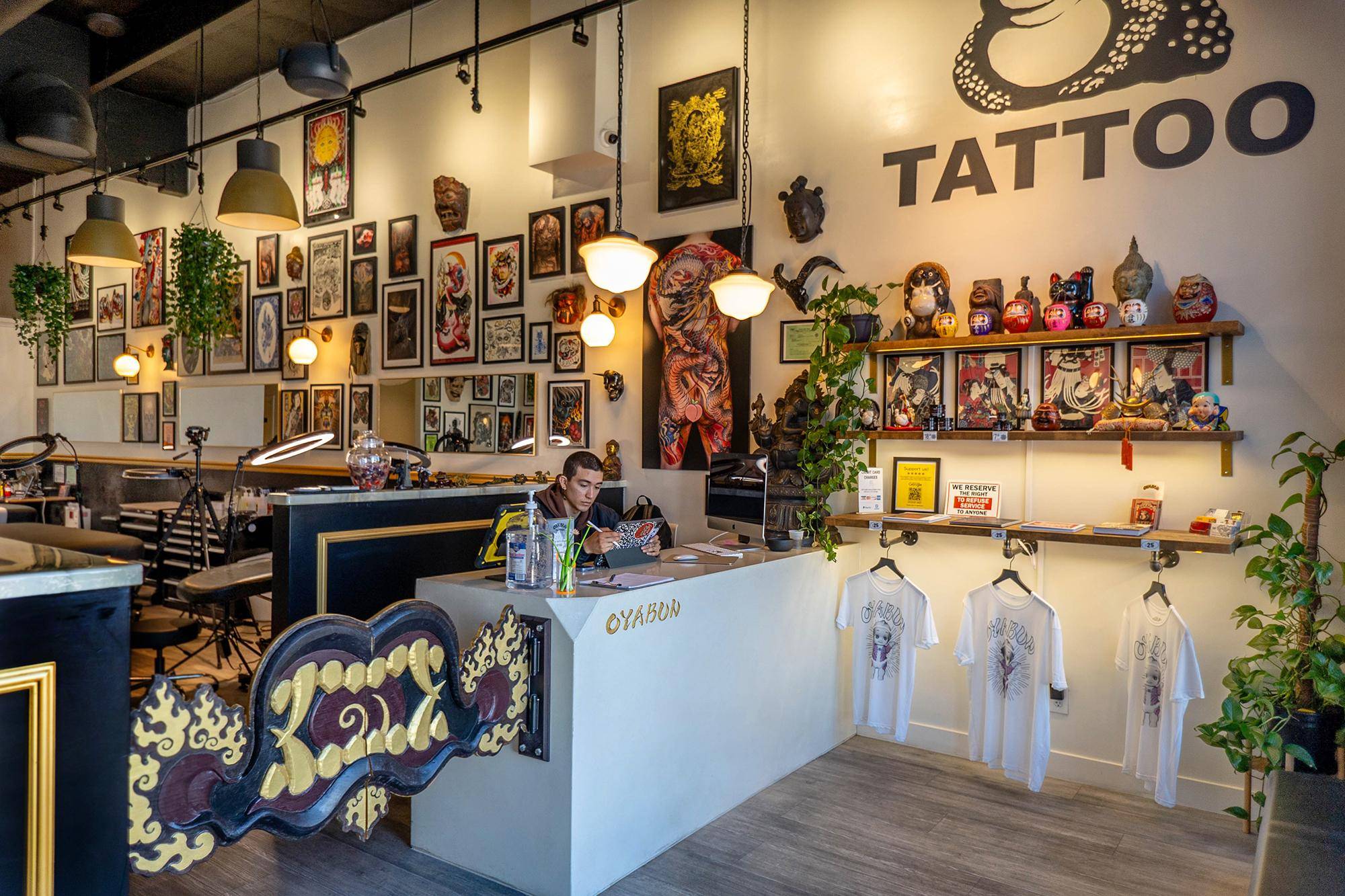 Custom tattoo consultation at Oyabun